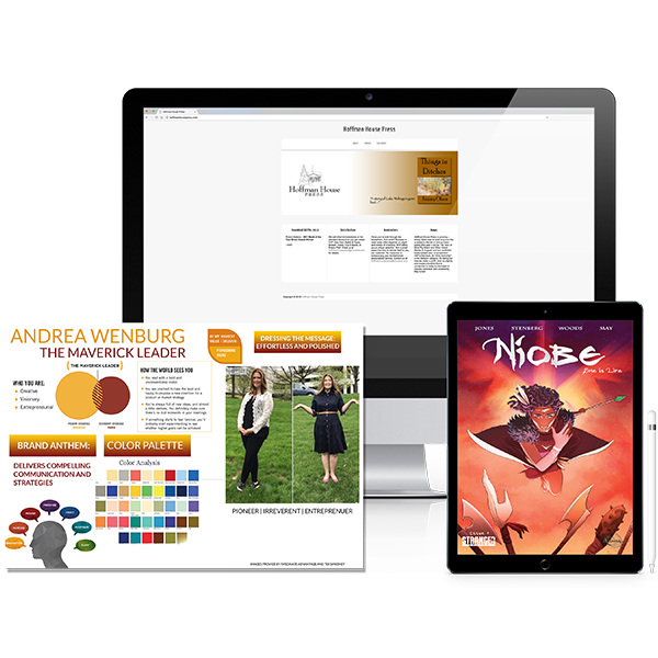 Website for Hoffman House Press, Niobe graphic novel comic and Infograph